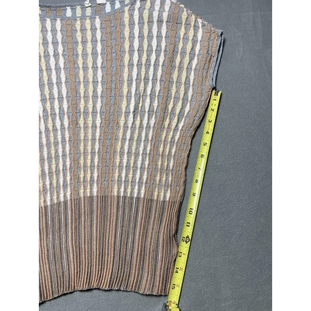 Women's M Sweater Top‎ Anthropologie Nessa Striped Smocked Gray Orange Wool Boho